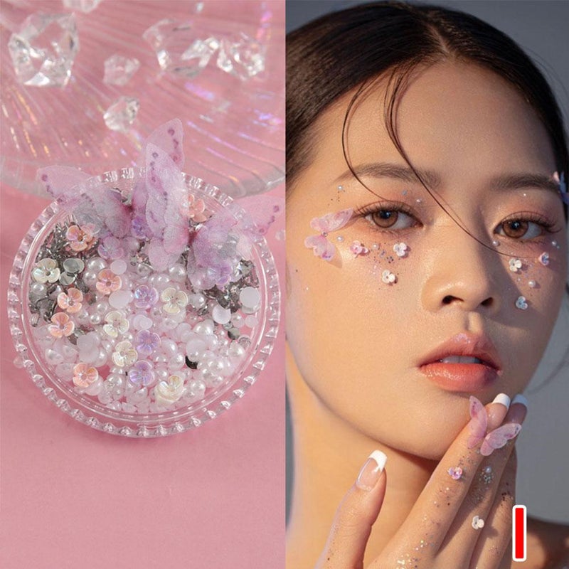 Facial makeup stickers, including face masks, children's bridal eye makeup, rhinestones, teardrops, pearls, butterflies, and stage makeup stickers.